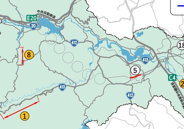 将来は中央道相模湖ICへつながる予定の津久井相模原連絡道路