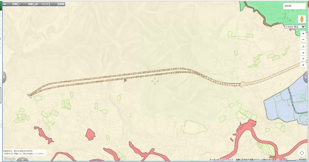 都市計画決定済みのトンネル区間（県道513号～国道412号）