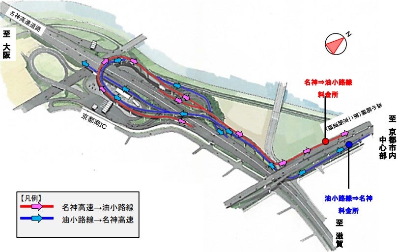 名神高速と第二京阪を接続する「京都南ジャンクション」計画の概要。
