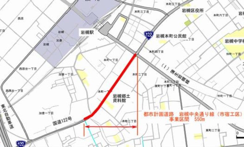 さいたま春日部線の市宿工区。