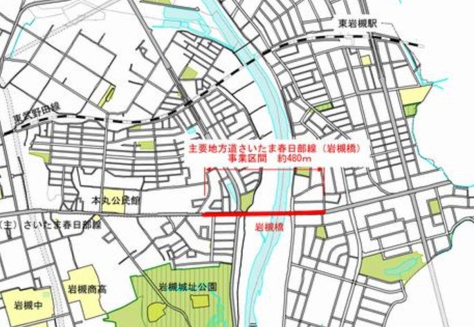 さいたま春日部線の岩槻橋。