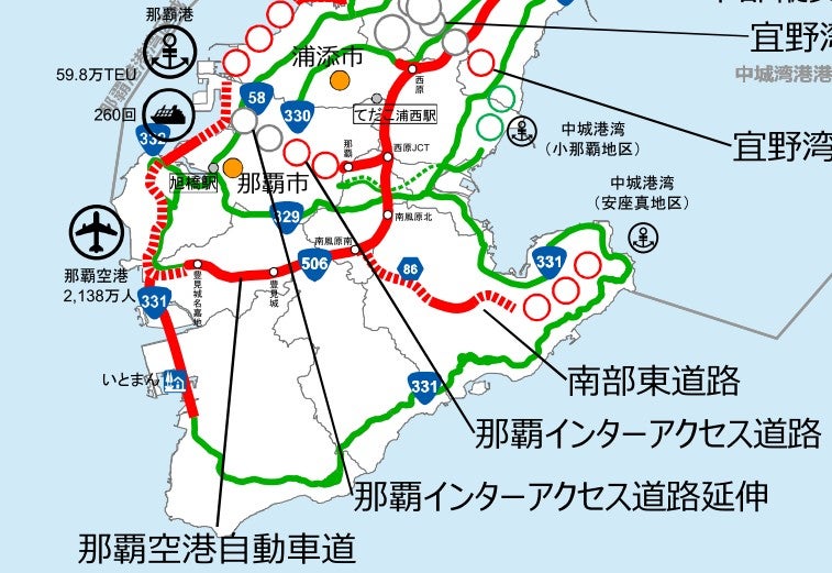 那覇市周辺の道路計画