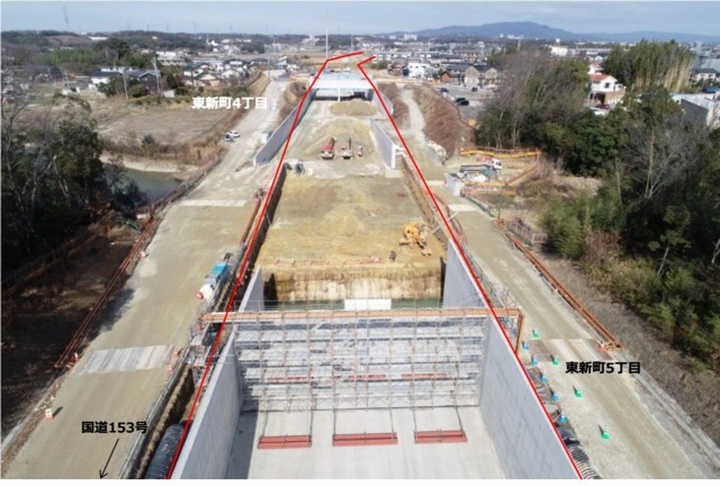 豊田南バイパスの工事状況。