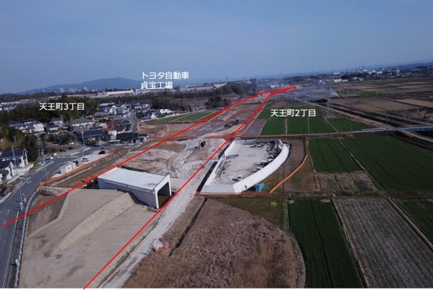 豊田南バイパスの工事状況。