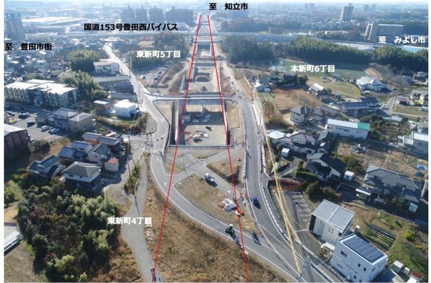 豊田南バイパスの工事状況。