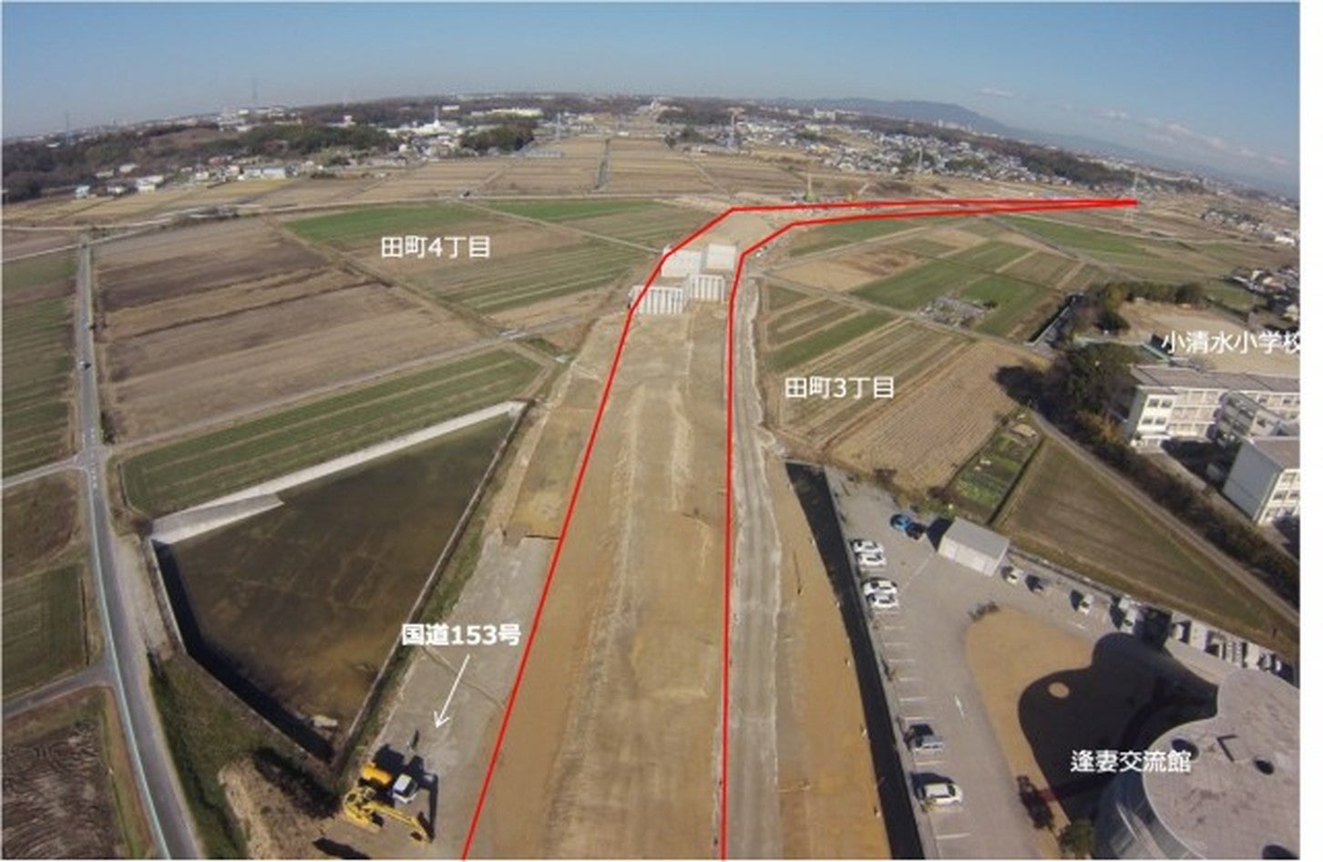 豊田南バイパスの工事状況。