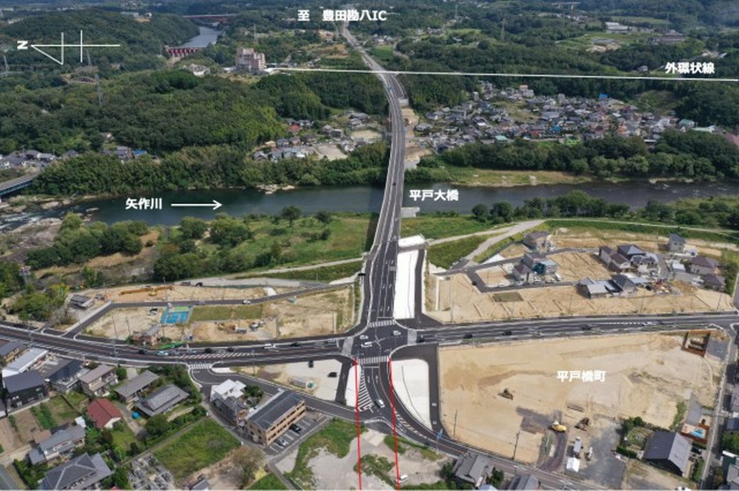 豊田北バイパスの工事状況。