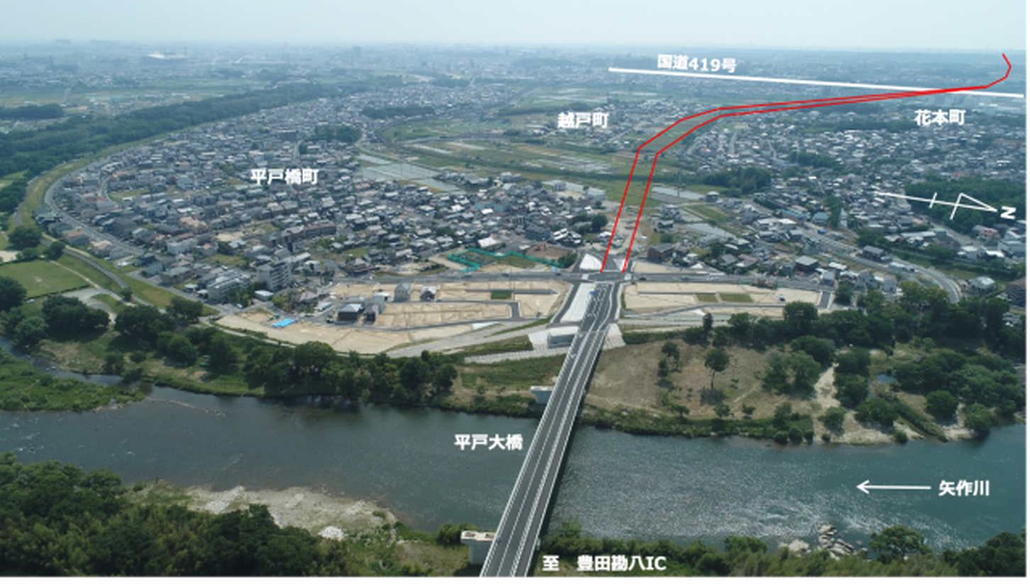 豊田北バイパスの工事状況。