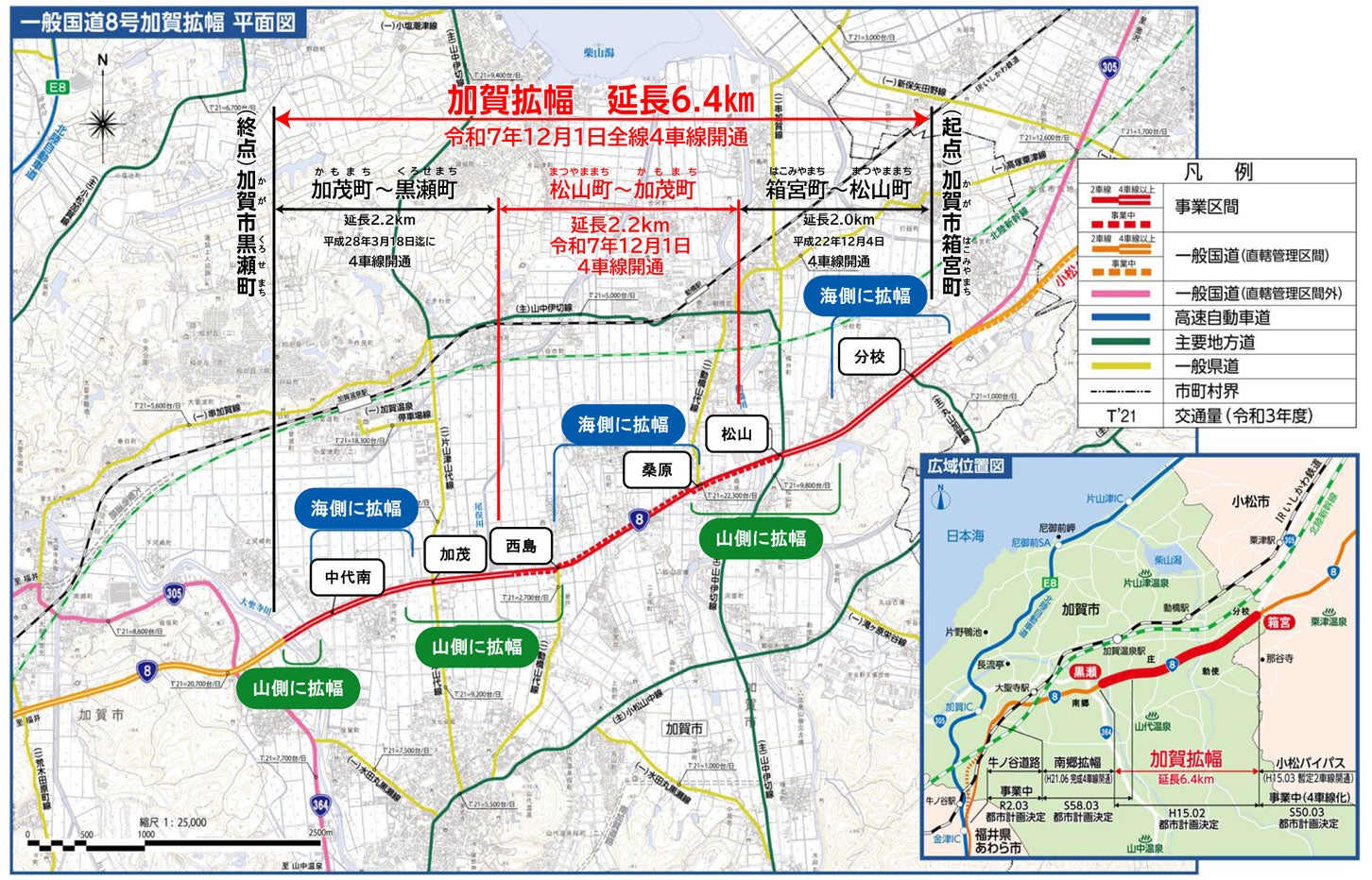 国道8号 加賀拡幅の事業概要。