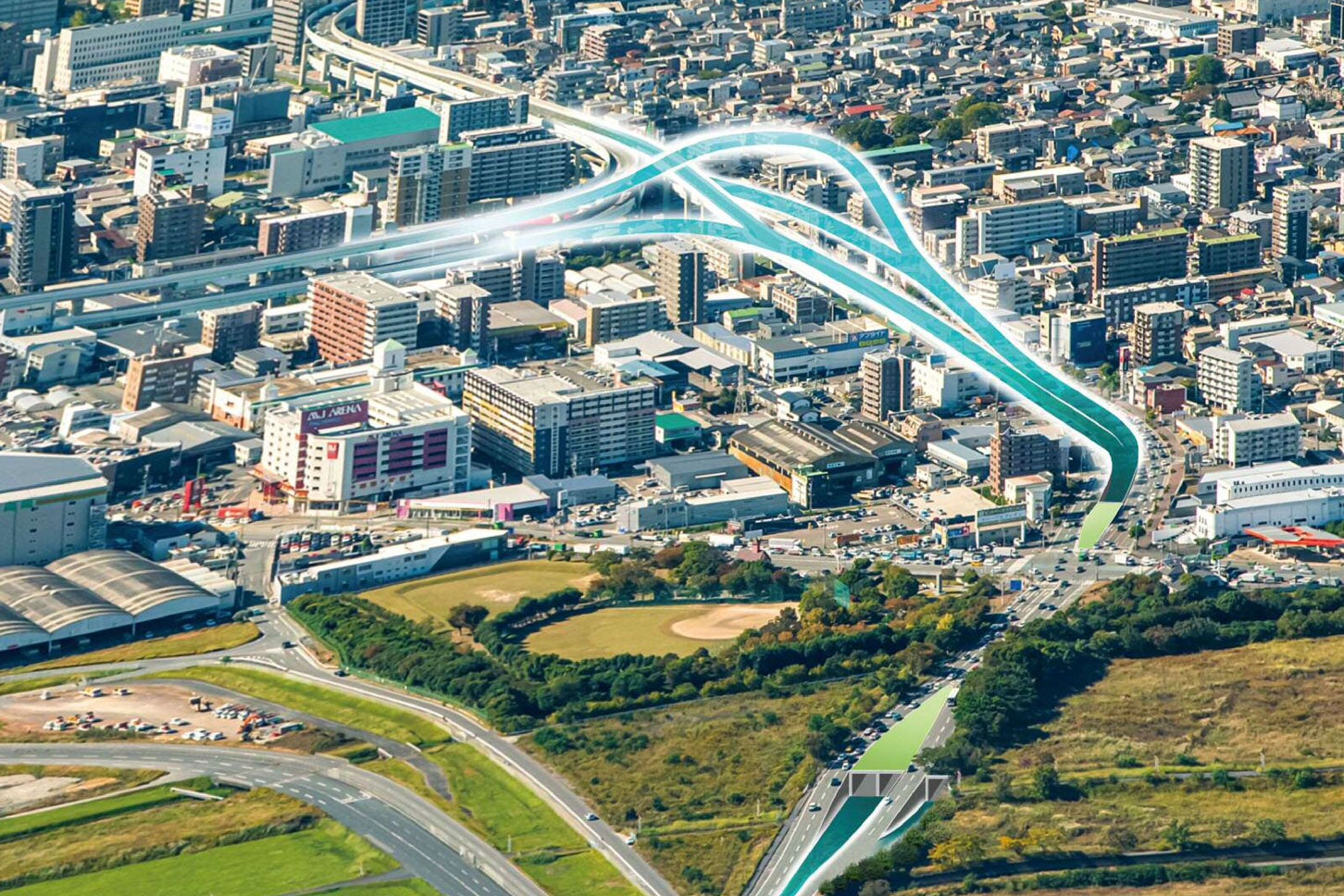 福岡高速3号線（空港線）のイメージ。