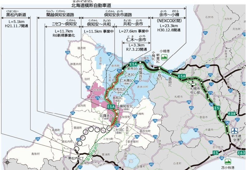後志自動車道の概要。