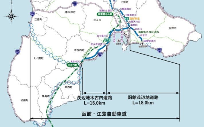 函館・江差自動車道の概要。