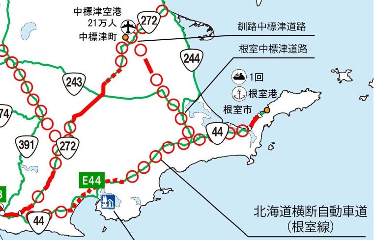 釧路中標津道路・根室中標津道路の概要。
