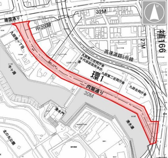環状第1号線「九段工区」の概要。
