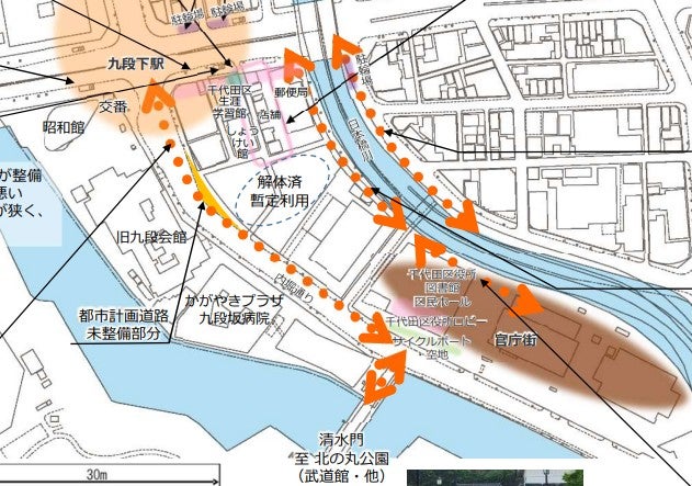 九段下駅付近で進められる再開発事業。