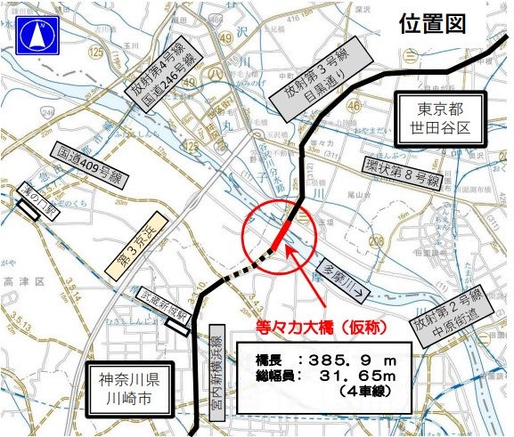等々力大橋の概要。