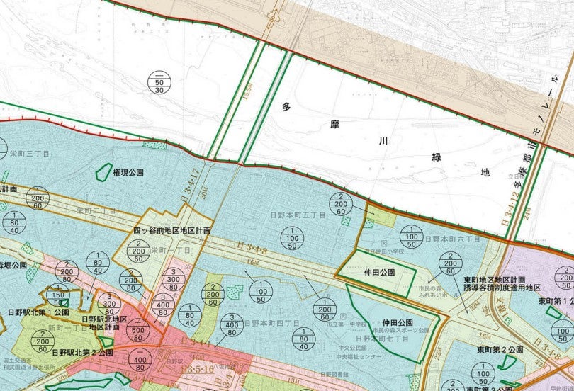中央南北線は日野駅付近で甲州街道に接続する。