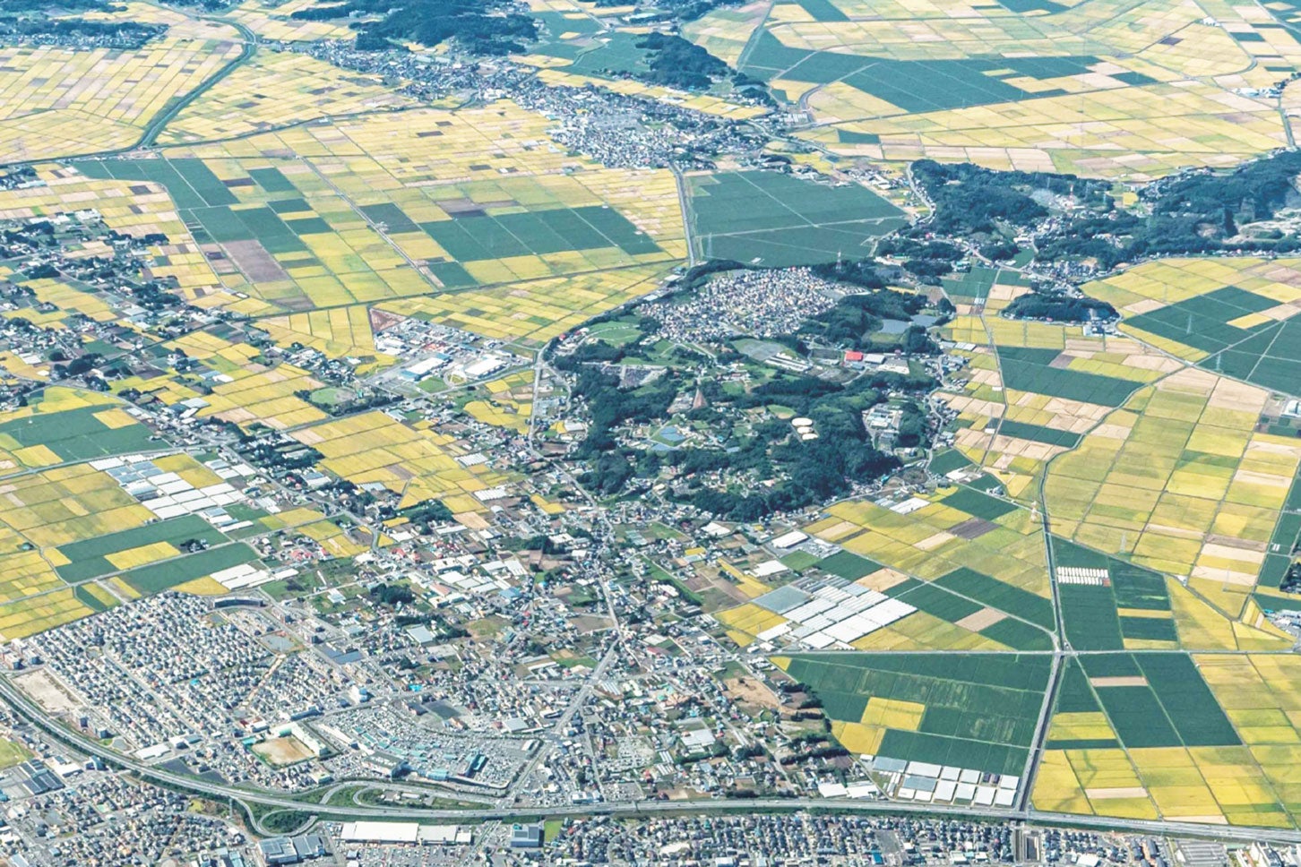 石巻河南道路が建設される石巻市の様子。