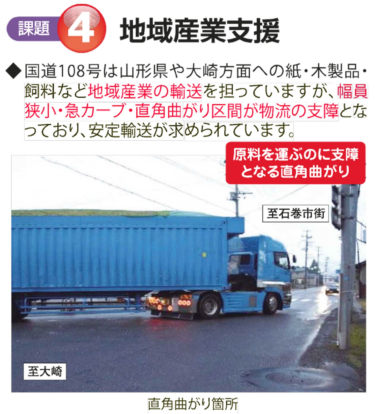 石巻河南道路の整備によるメリット。
