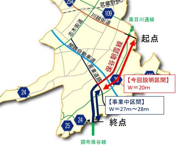 埼玉県内における伏見通りの延伸計画。