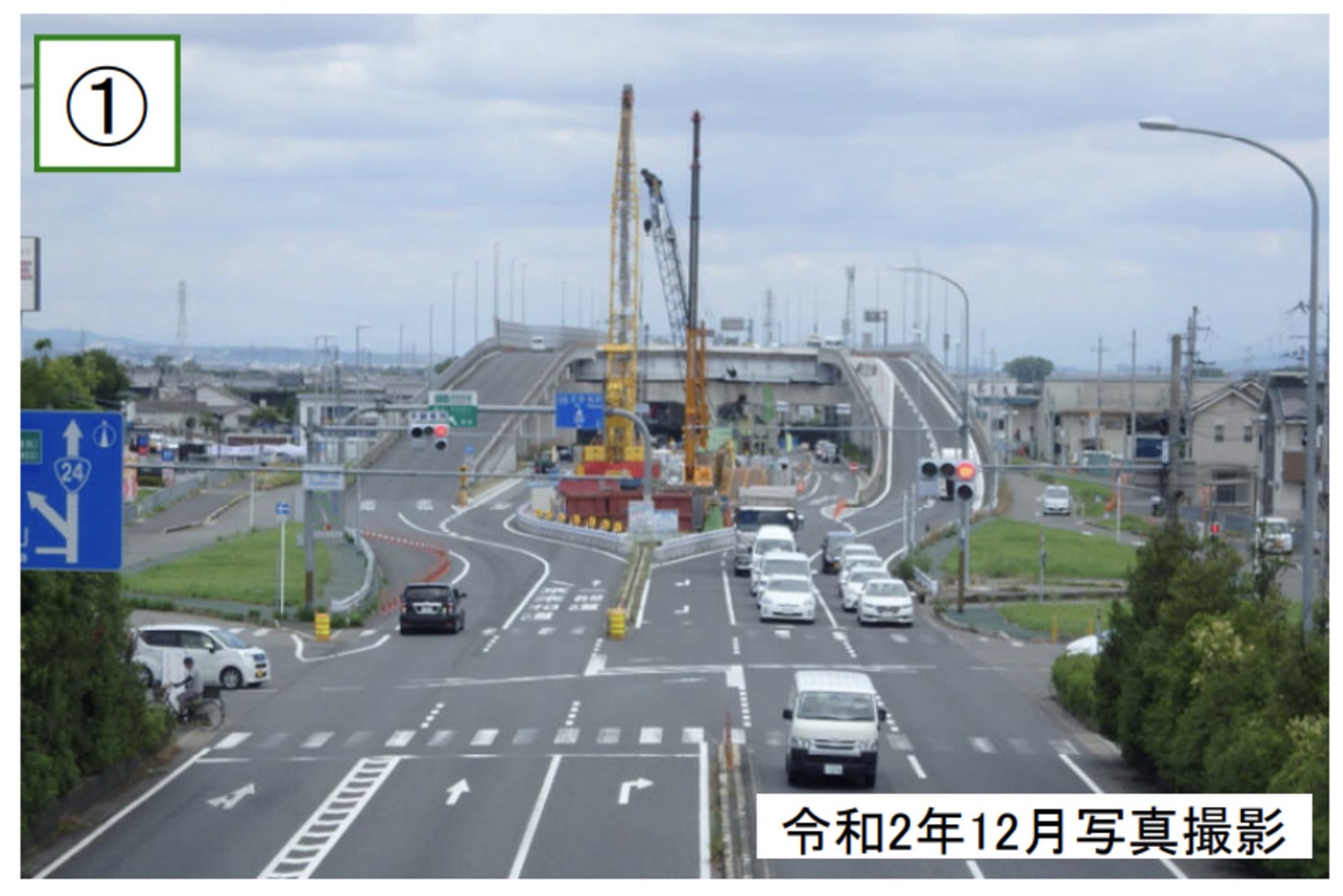 大和御所道路の橿原市土橋町から北側方面