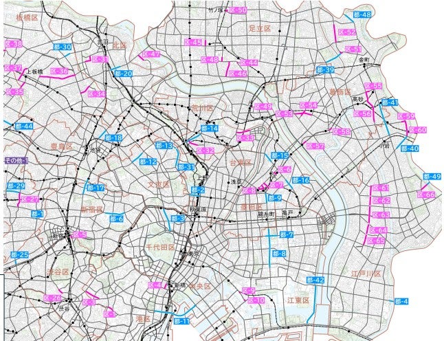 「第五次事業化計画」の区部の優先整備路線
