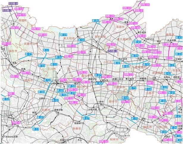 「第五次事業化計画」の多摩地域の優先整備路線