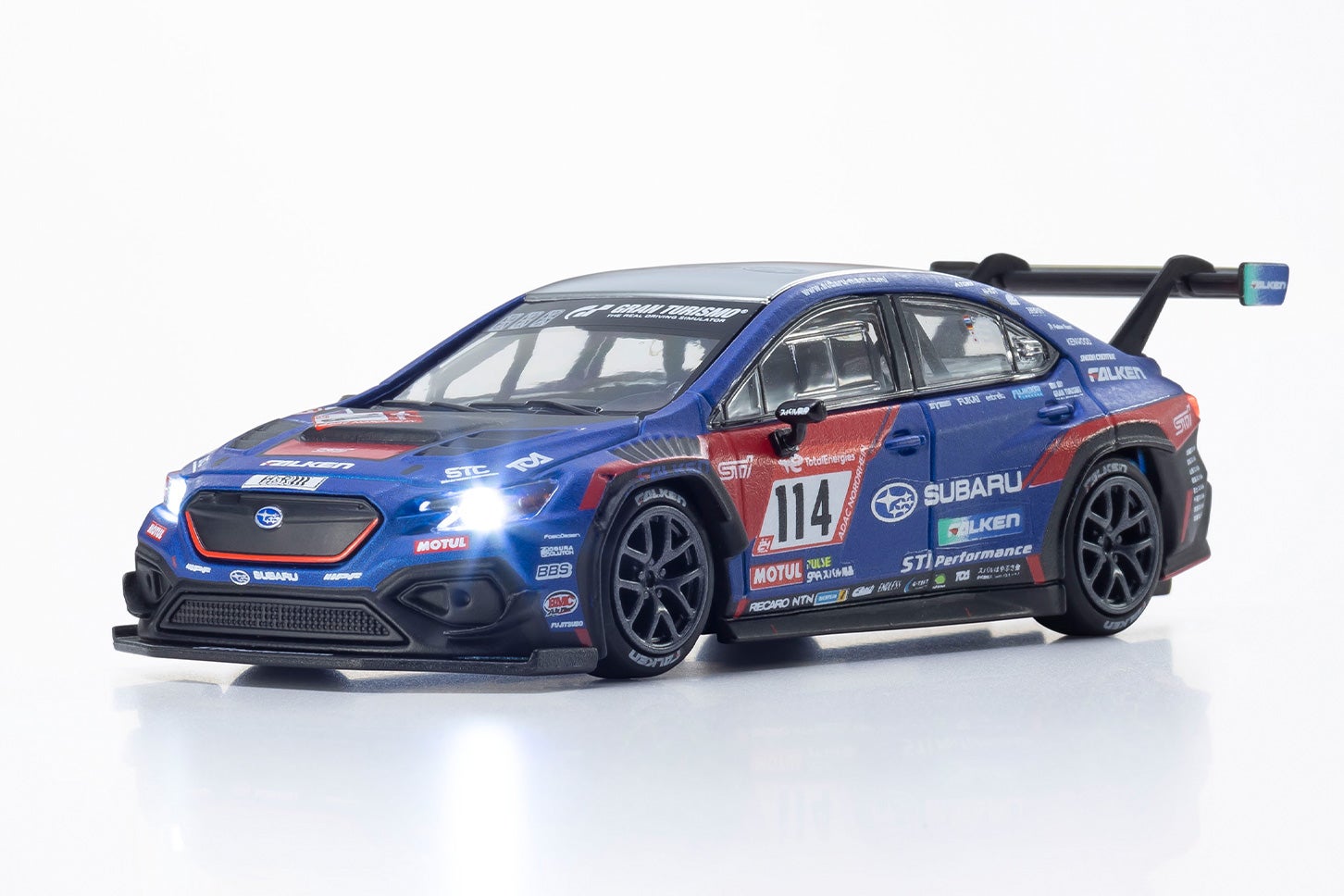 「SUBARU WRX NBR CHALLENGE 2023」ミニカー ヘッドライト点灯状態