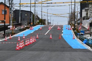 清瀬市内で2026年2月に開通予定の工事現場。将来は目白通りへつながる計画だ。