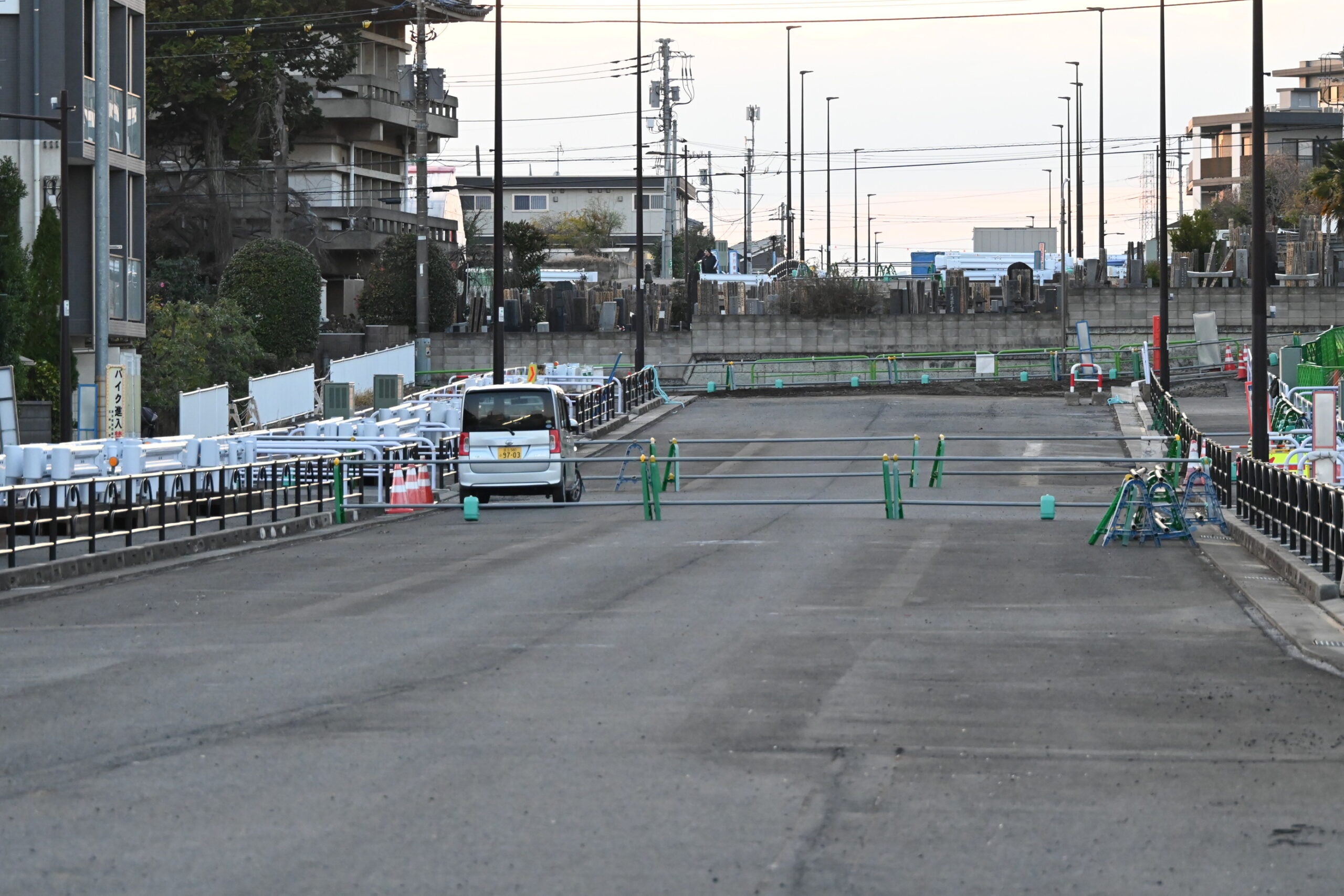 練馬所沢線の工事現場。