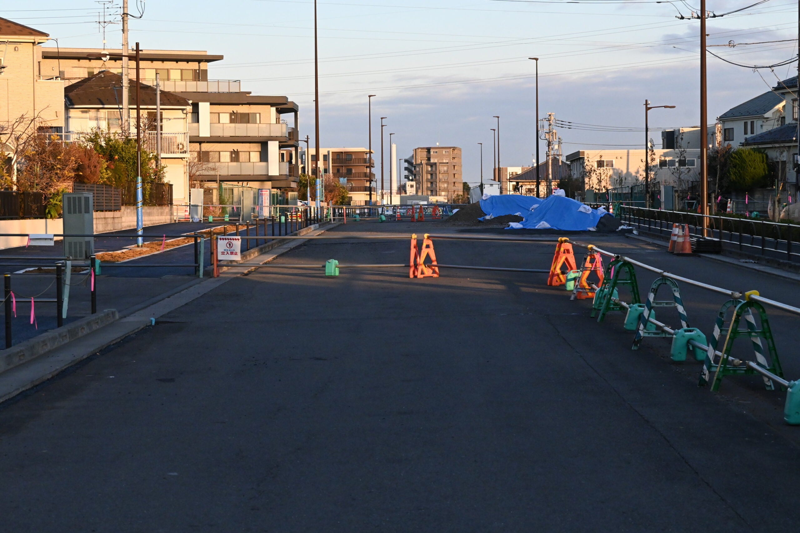 清瀬市内で2026年2月に開通予定の工事現場。