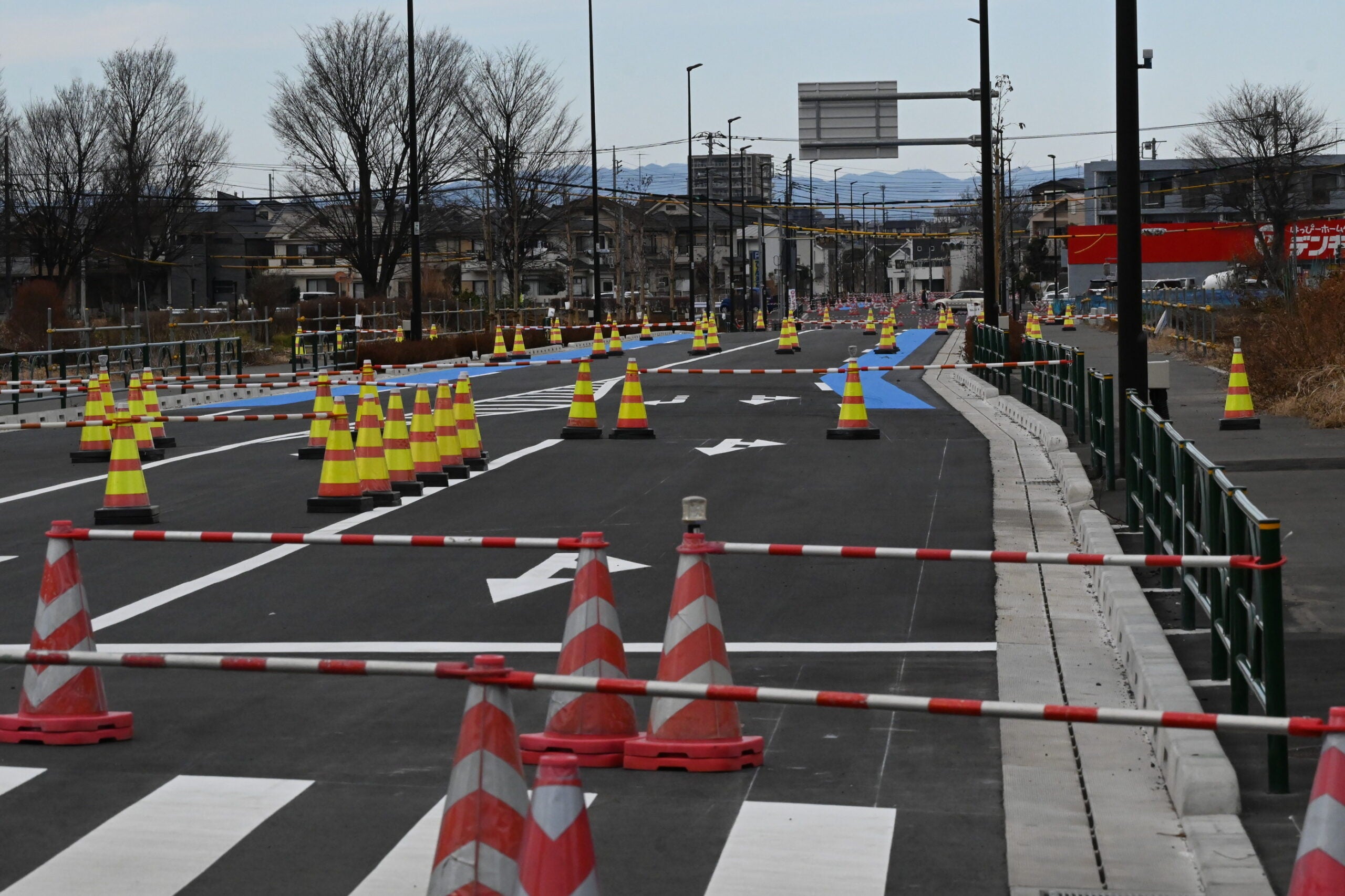 練馬所沢線の工事現場。