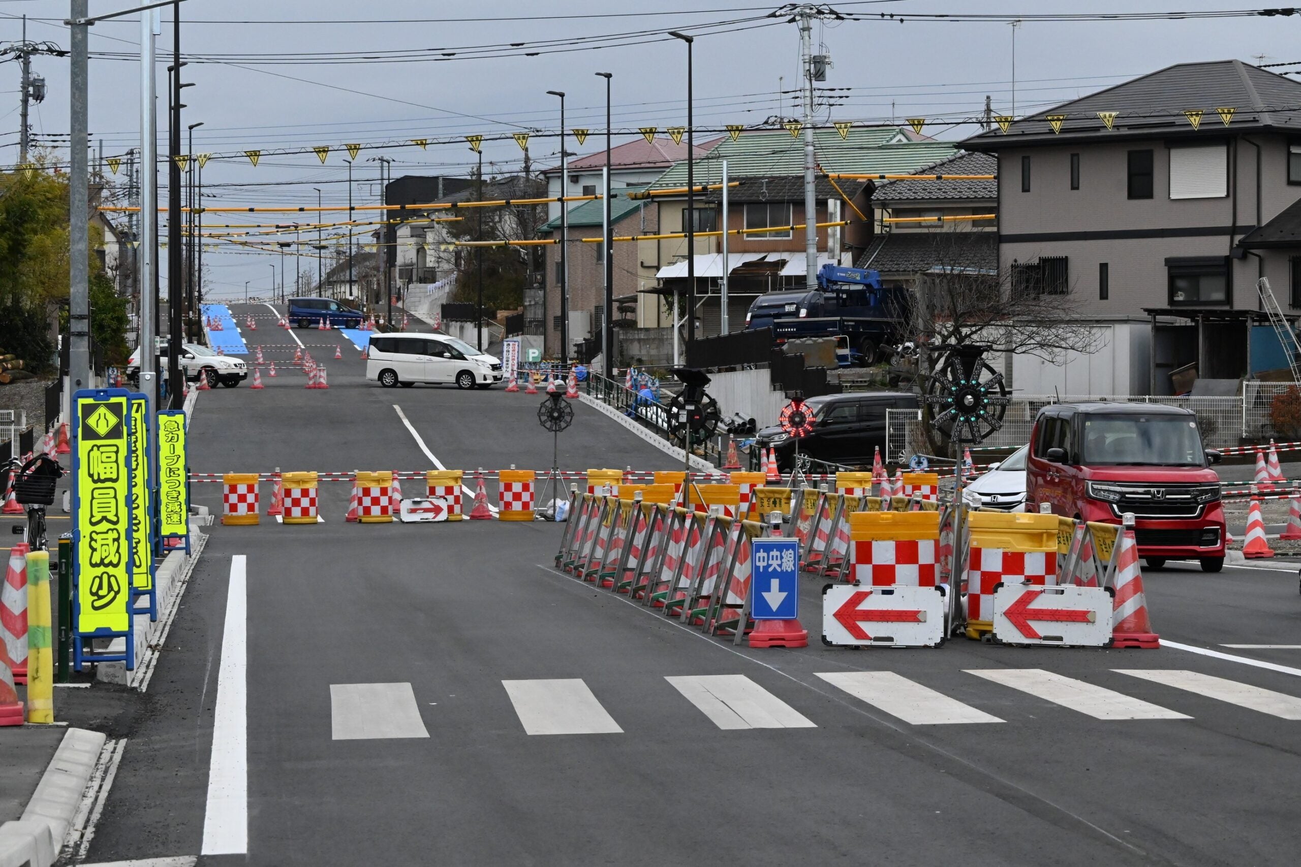 練馬所沢線の工事現場。
