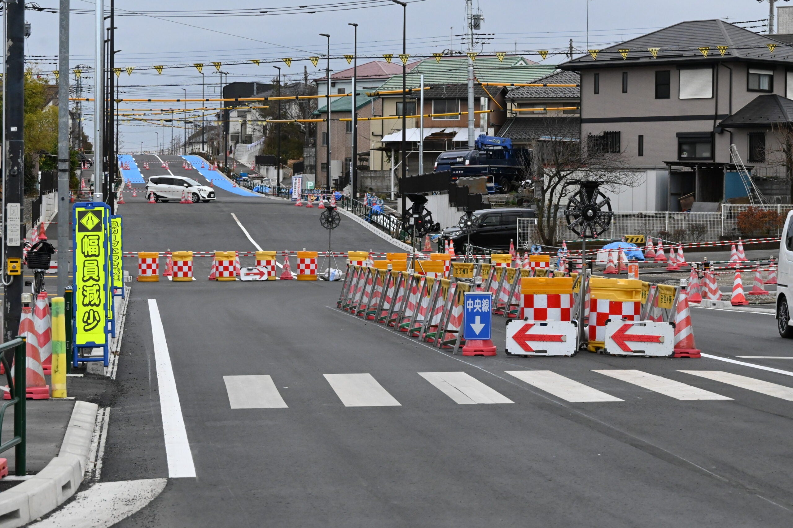 練馬所沢線の工事現場。
