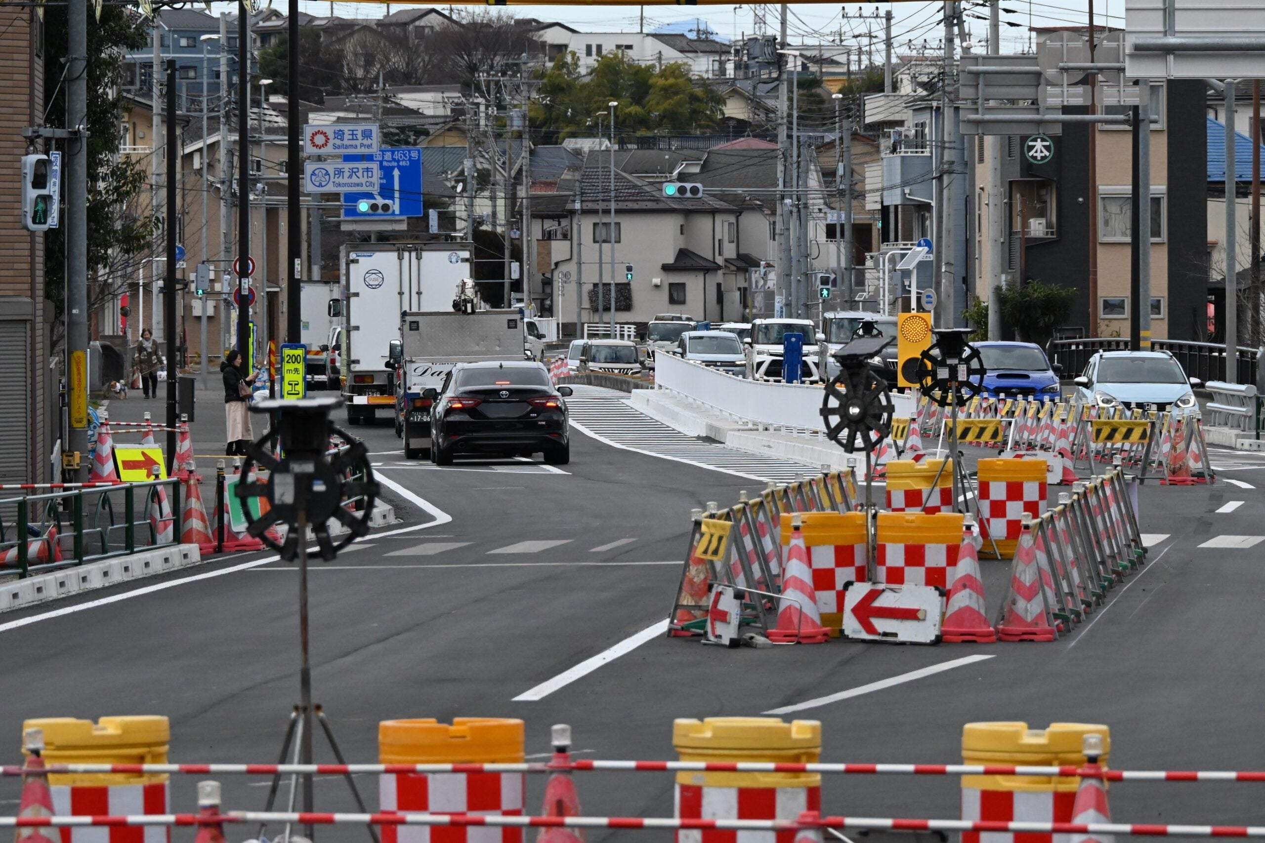練馬所沢線の工事現場。