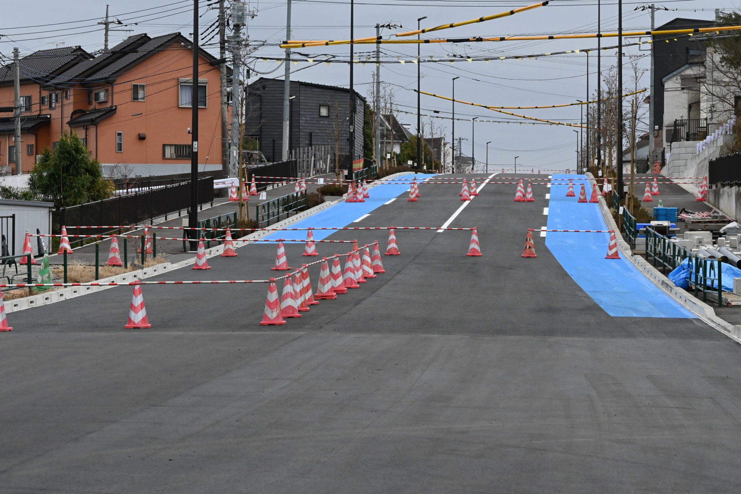 練馬所沢線の工事現場。