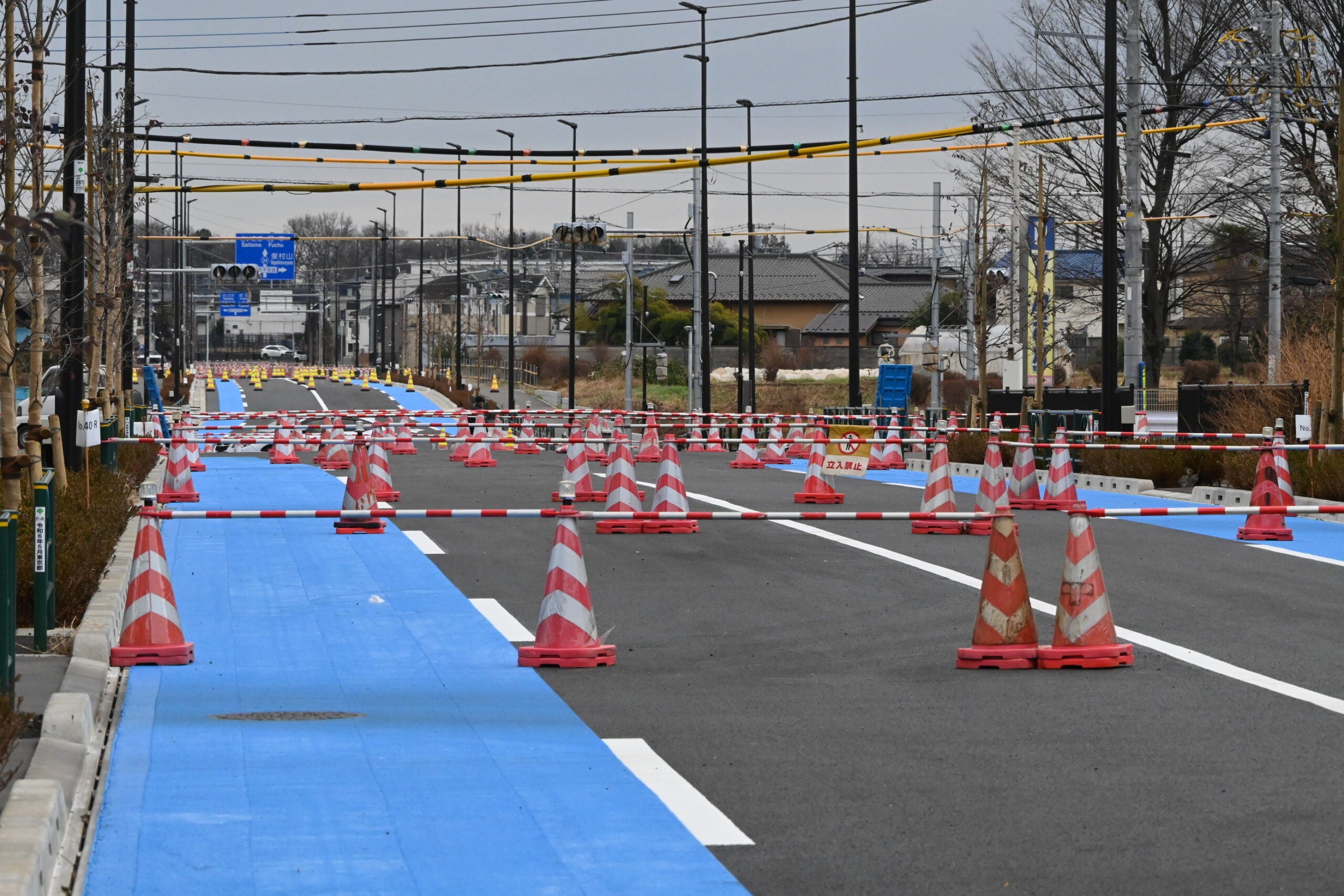 練馬所沢線の工事現場。