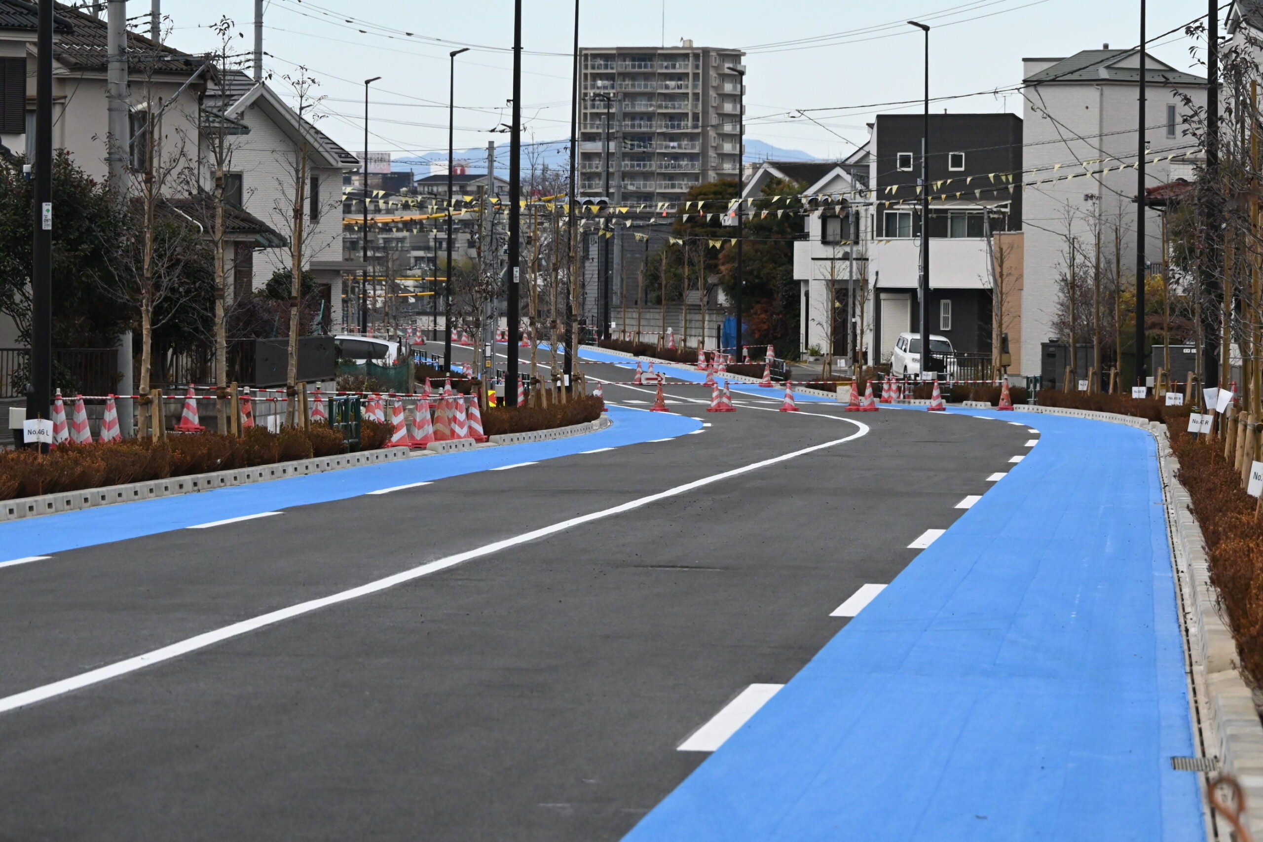 練馬所沢線の工事現場。