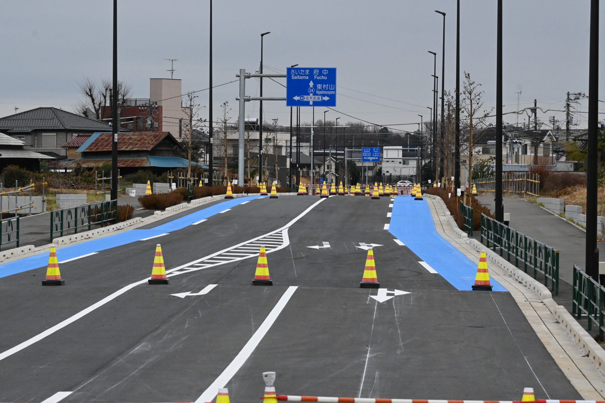 練馬所沢線の工事現場。