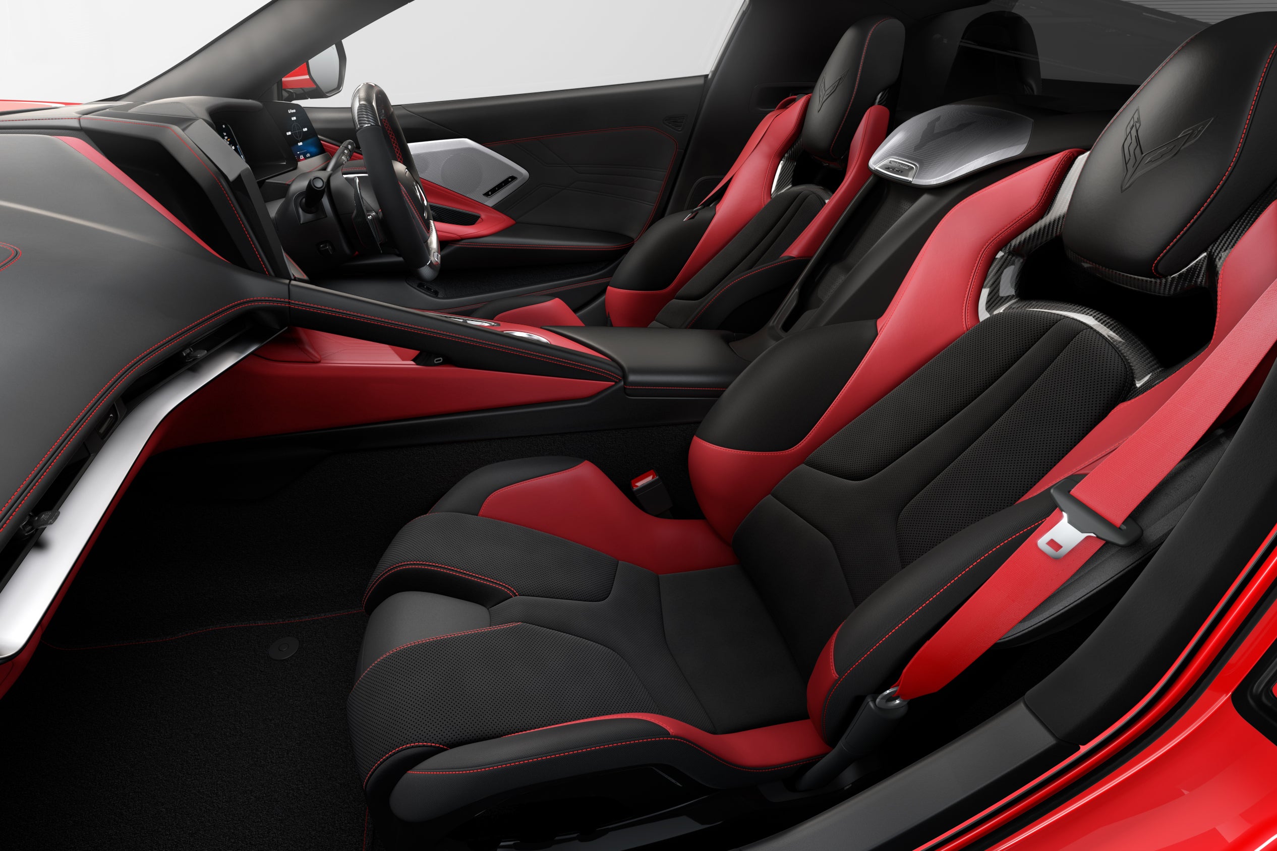 シボレー・コルベットZ06｜インテリアカラー：アドレナリンレッド（シートベルト：レッド）