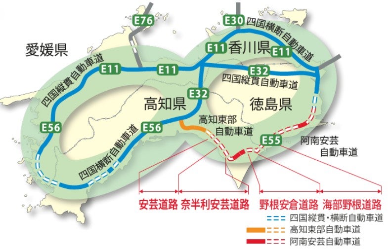 阿南安芸自動車道の概要。