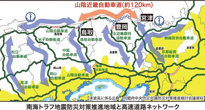 山陰近畿自動車道の概要。