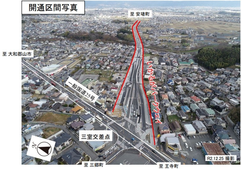 2020年に西側が部分開通した「斑鳩バイパス（いかるがパークウェイ）」