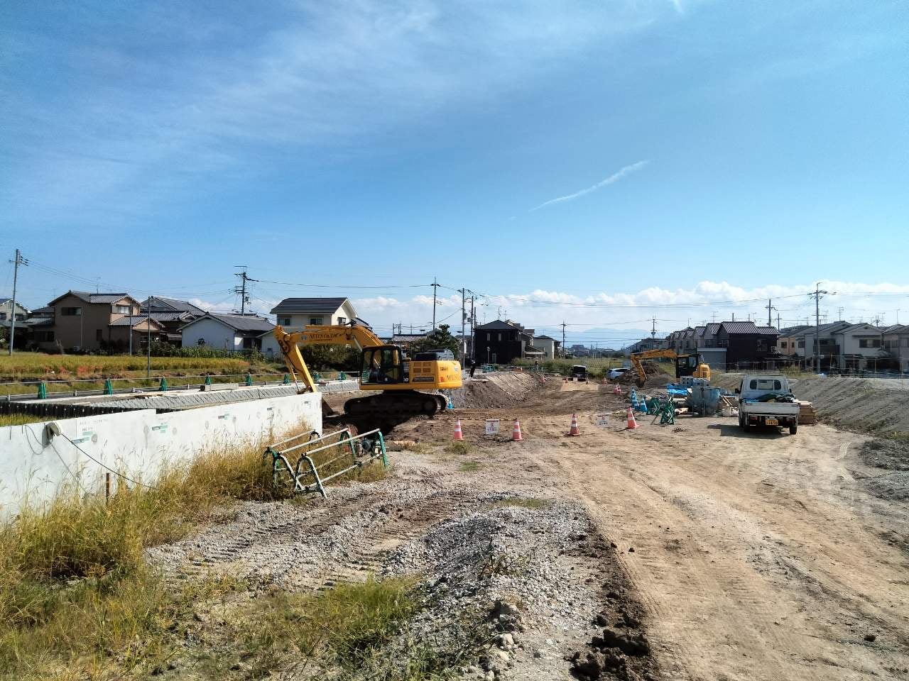 いかるがパークウェイの工事状況。