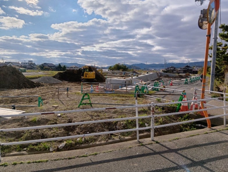 いかるがパークウェイの工事状況。