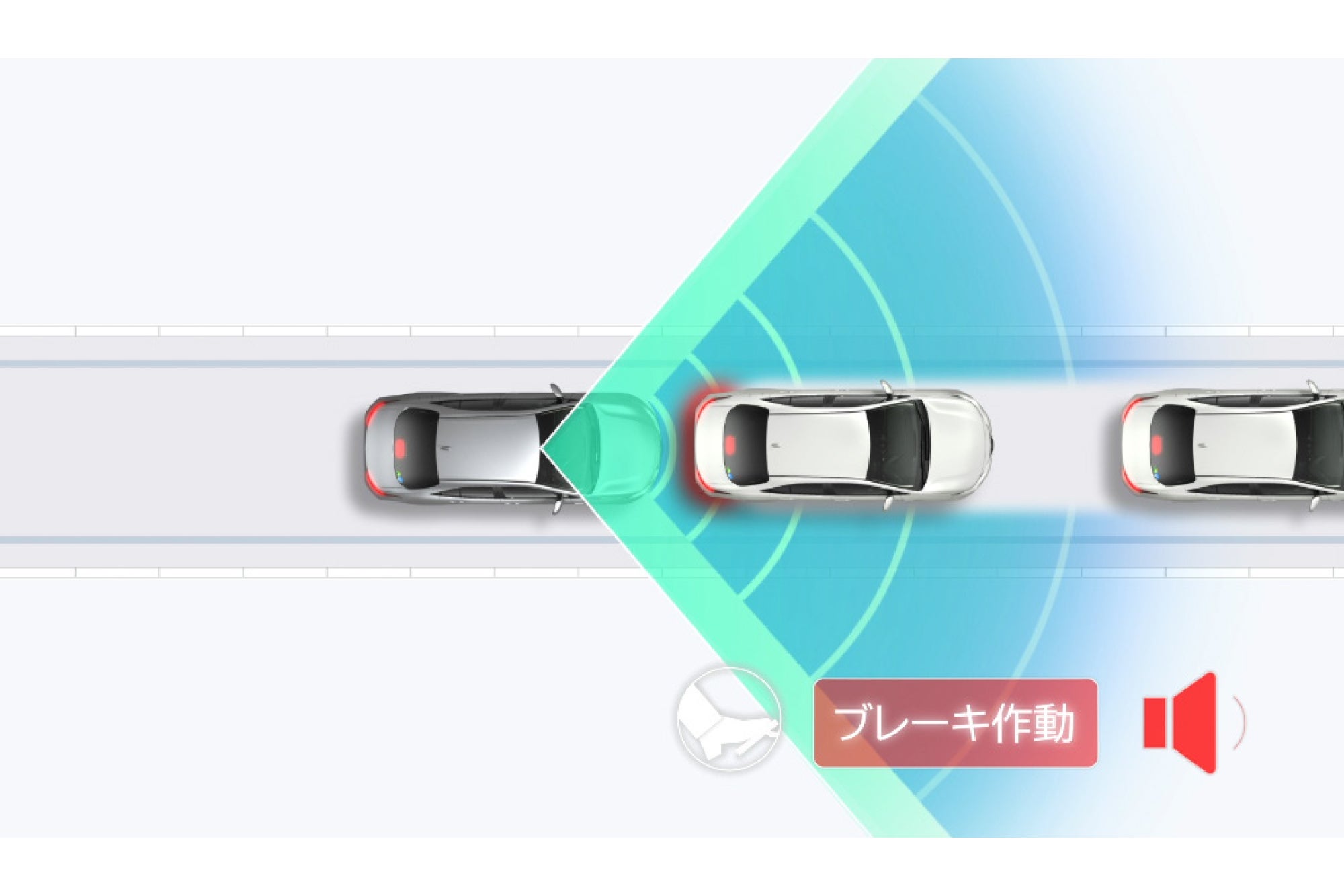 トヨタ・ハイエース｜プリクラッシュセーフティ：低速時加速抑制機能（作動イメージ）