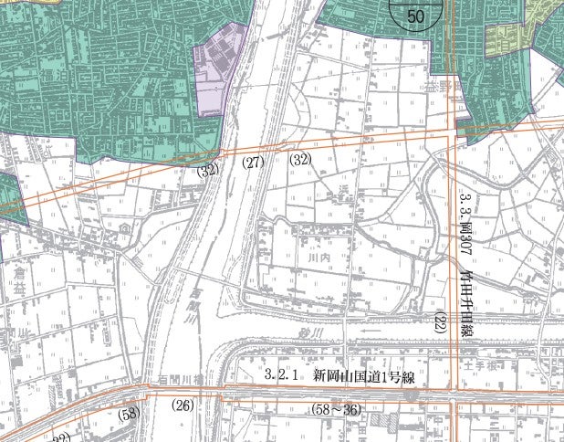 東岡山駅付近から国道2号へ直結する計画ルート