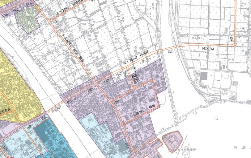 百間川を渡って岡山港方面へつなぐ計画ルート