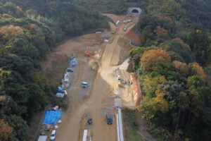 三隅・益田道路の工事状況。