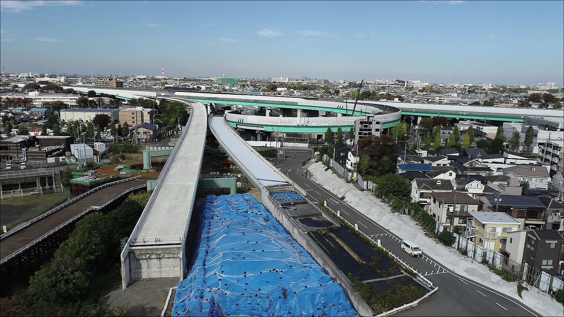 外環道の工事状況。